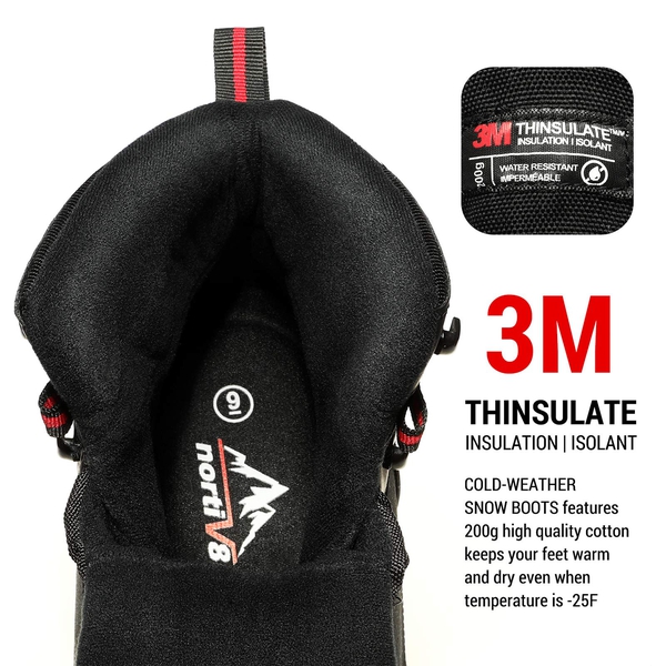 Men's Non-Slip Waterproof Winter Snow Boots - BLACK - 2